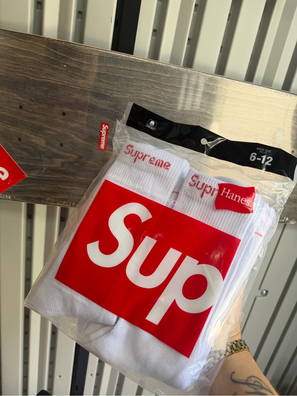 Supreme x Hanes White Crew Socks
